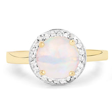 Load image into Gallery viewer, 0.95 Carat Genuine Ethiopian Opal and White Topaz .925 Sterling Silver Ring