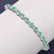 Load image into Gallery viewer, 3.78 Carat Genuine Emerald .925 Sterling Silver Bracelet