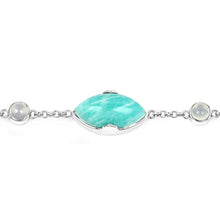 Load image into Gallery viewer, 29.70 Carat Genuine Amazonite and White Agate .925 Sterling Silver Bracelet