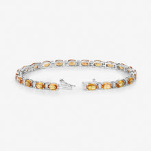 Load image into Gallery viewer, 12.33 Carat Genuine Orange Sapphire and White Diamond 14K White Gold Bracelet