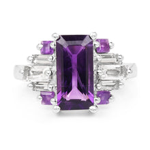 Load image into Gallery viewer, 4.20 Carat Genuine Amethyst and White Topaz .925 Sterling Silver Ring