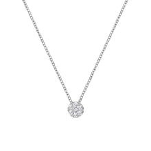 Load image into Gallery viewer, 14K White Gold 1/4 Cttw Shared Prong Set Round-Ct Diamond 7 Stone Floral Cluster 18" Pendant Necklace (H-I Color, SI2-I1 Clarity)