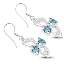 Load image into Gallery viewer, 5.06 Carat Genuine Blue Topaz and White Topaz .925 Sterling Silver Earrings