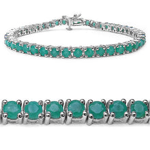 Load image into Gallery viewer, 7.48 Carat Genuine Emerald .925 Sterling Silver Bracelet