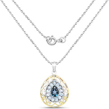 Load image into Gallery viewer, 18K Yellow Gold Plated 4.44 Carat Genuine London Blue Topaz and Blue Topaz .925 Sterling Silver Pendant