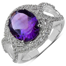 Load image into Gallery viewer, 3.51 Carat Genuine Amethyst & White Topaz .925 Sterling Silver Ring