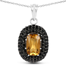 Load image into Gallery viewer, 5.85 Carat Genuine Citrine and Black Spinel .925 Sterling Silver Pendant