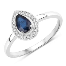 Load image into Gallery viewer, 0.48 Carat Genuine Blue Sapphire and White Diamond 14K White Gold Ring