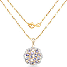 Load image into Gallery viewer, 14K Yellow Gold Plated 2.38 Carat Genuine Tanzanite .925 Sterling Silver Pendant