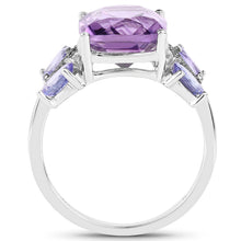 Load image into Gallery viewer, 5.53 Carat Genuine Amethyst, Tanzanite & White Topaz .925 Sterling Silver Ring