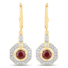 Load image into Gallery viewer, 1.78 Carat Genuine Ruby and White Zircon .925 Sterling Silver Earrings