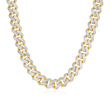 Load image into Gallery viewer, 14k Two Tone Gold Miami Cuban Chain Necklace with White Pave