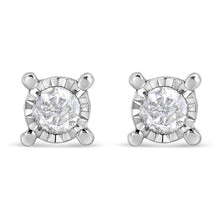 Load image into Gallery viewer, .925 Sterling Silver 1.0 Cttw Round Brilliant-Cut Diamond Miracle-Set Solitaire Stud Earrings (H-I Color, I2-I3 Clarity)