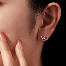 Load image into Gallery viewer, 925 Sterling Silver Earrings with Transparent Glass, Enamel, White Gold Plated, 1.3x1.5cm for Women