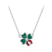 Load image into Gallery viewer, 925 Sterling Silver Necklace with Enamel, White Gold Plated, 40+5 cm Chain Length, Women's Jewelry