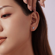 Load image into Gallery viewer, 925 Sterling Silver White Gold Plated Moonstone & CZ Earrings