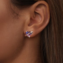 Load image into Gallery viewer, 925 Sterling Silver Earrings with CZ and Transparent Glass in White Gold Plating for Women