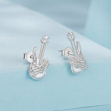 Load image into Gallery viewer, 925 Sterling Silver Earrings for Women with White Gold Plating, Size 1.5x0.6cm