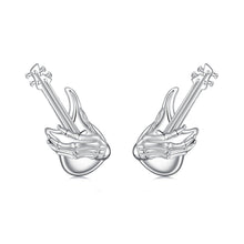 Load image into Gallery viewer, 925 Sterling Silver Earrings for Women with White Gold Plating, Size 1.5x0.6cm
