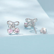 Load image into Gallery viewer, 925 Sterling Silver Earrings with Pavé Setting CZ and Transparent Glass for Women