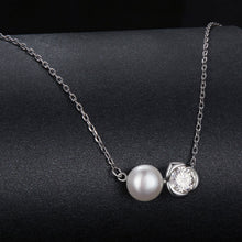 Load image into Gallery viewer, 925 Sterling Silver Moissanite & Freshwater Pearl White Gold Necklace 45cm for Women