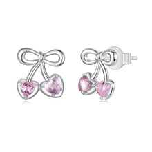 Load image into Gallery viewer, 925 Sterling Silver Earrings with Pavé Setting CZ and Transparent Glass for Women