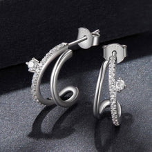 Load image into Gallery viewer, 925 Sterling Silver Moissanite Earrings for Women - 1.4x0.5cm, Pavé Setting