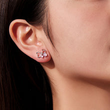 Load image into Gallery viewer, 925 Sterling Silver Earrings with Pavé Setting CZ and Transparent Glass for Women