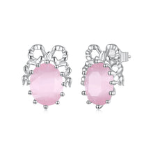 Load image into Gallery viewer, 925 Sterling Silver White Gold Plated Earrings with Transparent Glass, 1.6x1.2cm for Women