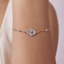 Load image into Gallery viewer, 925 Sterling Silver + White Gold Plated 15cm Adjustable Bracelet with CZ and Synthetic Spinel for Women