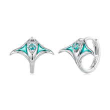 Load image into Gallery viewer, 925 Sterling Silver Earrings with Transparent Glass, Enamel, White Gold Plated, 1.3x1.5cm for Women