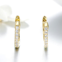 Load image into Gallery viewer, 925 Sterling Silver 1.3cm Pavé Set CZ Earrings
