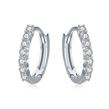 Load image into Gallery viewer, 925 Sterling Silver Earrings with Pavé Setting CZ, Size 1.2*0.2cm for Women