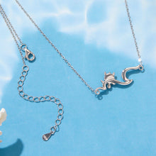 Load image into Gallery viewer, 925 Sterling Silver Necklace with Sea Stone and Pavé CZ, 40+5cm, Plated White Gold for Women
