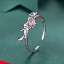 Load image into Gallery viewer, 925 Sterling Silver White Gold Plated Bow-Knot Ring with CZ for Women