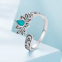 Load image into Gallery viewer, 925 Sterling Silver Ring with Synthetic Turquoise in Oxidized Finish for Women