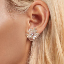 Load image into Gallery viewer, 925 Sterling Silver Earrings with Pavé Setting CZ and Resin, 2.5x2.1cm for Women
