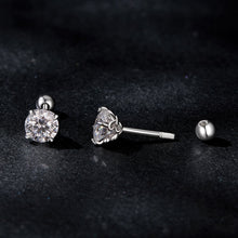 Load image into Gallery viewer, 925 Sterling Silver 5mm Moissanite Earrings with White Gold Plating for Women