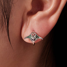 Load image into Gallery viewer, 925 Sterling Silver Earrings with Transparent Glass, Enamel, White Gold Plated, 1.3x1.5cm for Women