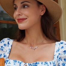 Load image into Gallery viewer, 925 Sterling Silver Necklace with CZ & Resin Pendant, 18x39mm, Plated with White Gold
