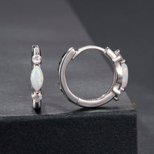 Load image into Gallery viewer, 925 Sterling Silver Moissanite and Opal White Gold Plated Earrings for Women