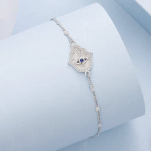 Load image into Gallery viewer, 925 Sterling Silver + White Gold Plated 15cm Adjustable Bracelet with CZ and Synthetic Spinel for Women