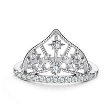 Load image into Gallery viewer, 925 Sterling Silver White Gold Plated Ring with Pavé Setting CZ Size 6 for Women
