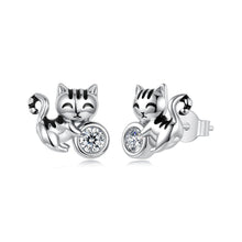 Load image into Gallery viewer, 925 Sterling Silver Brass White Gold Plated Earrings with CZ for Women