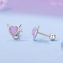Load image into Gallery viewer, 925 Sterling Silver White Gold Plated Opal Earrings 0.7x0.8cm for Women