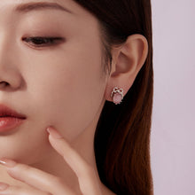 Load image into Gallery viewer, 925 Sterling Silver White Gold Plated Earrings with Transparent Glass, 1.6x1.2cm for Women