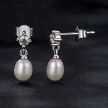 Load image into Gallery viewer, 925 Sterling Silver Moissanite 0.10 Carat Earrings with Freshwater Pearl for Women