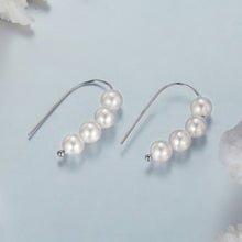 Load image into Gallery viewer, 925 Sterling Silver White Gold Plated Earrings with Quality Shell Pearl, 2.1*0.5cm for Women