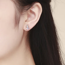 Load image into Gallery viewer, 925 Sterling Silver Earrings with Pavé Setting and Oxidized Finish for Women