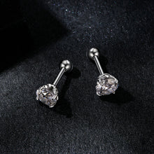 Load image into Gallery viewer, 925 Sterling Silver 5mm Moissanite Earrings with White Gold Plating for Women